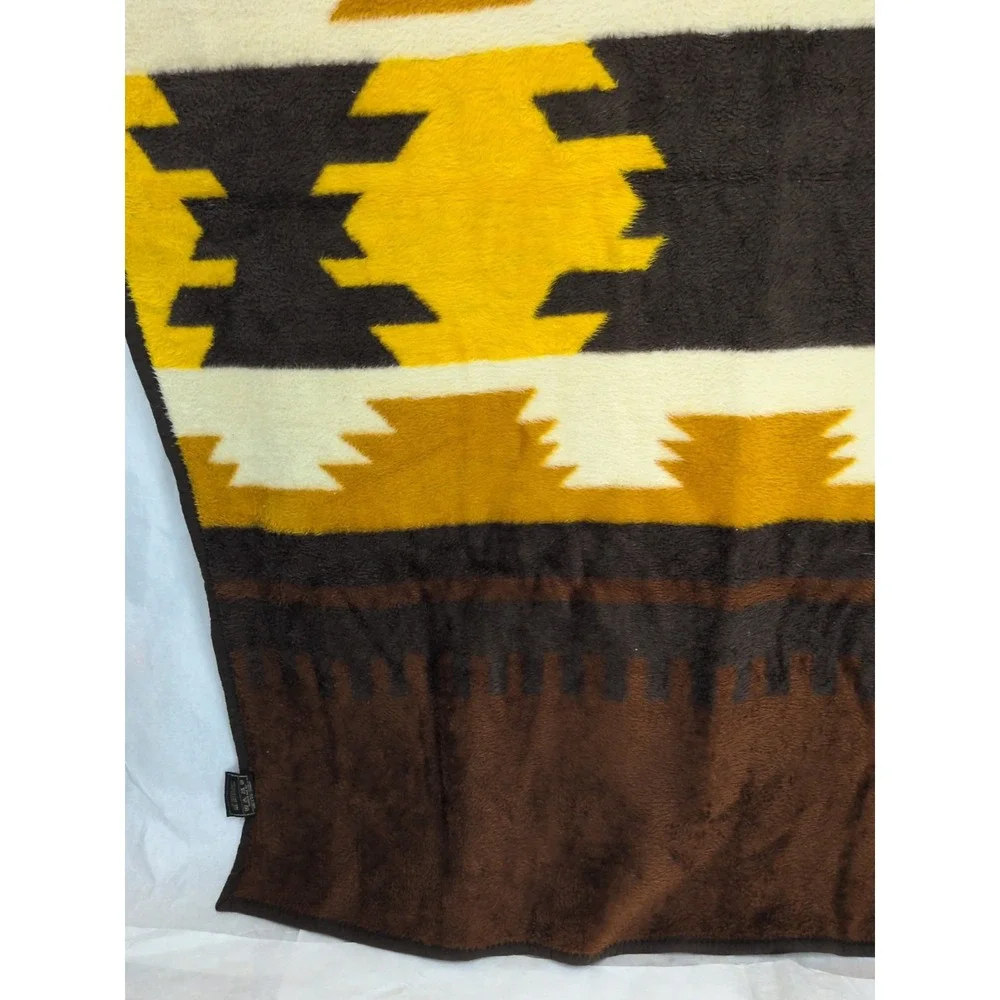 Vintage Beiderlack Blanket Aztec Colorful Reversible Southwest 54x70 Desert